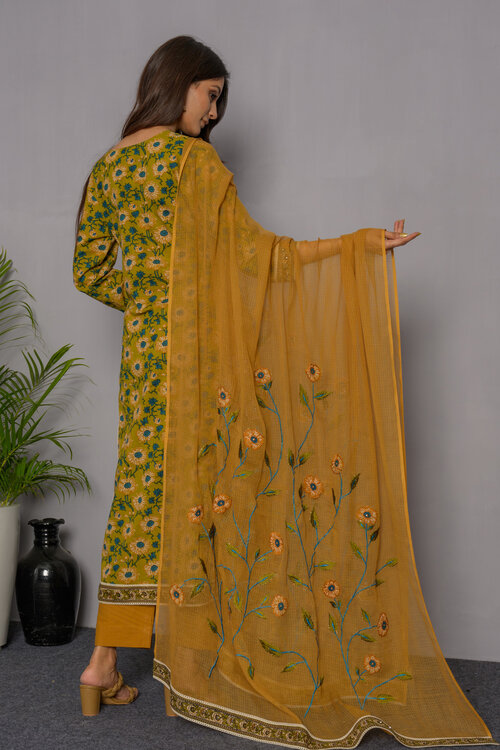 Sunflower Kota Doria Embroidery Dupatta